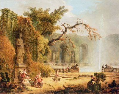 Romantische tuinscène door Hubert Robert